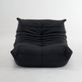 Black bean bag chair on a white background