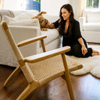 Scandinavian Woven Cord Lounge Chair – Solid Wood Frame