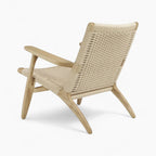 Scandinavian Woven Cord Lounge Chair – Solid Wood Frame