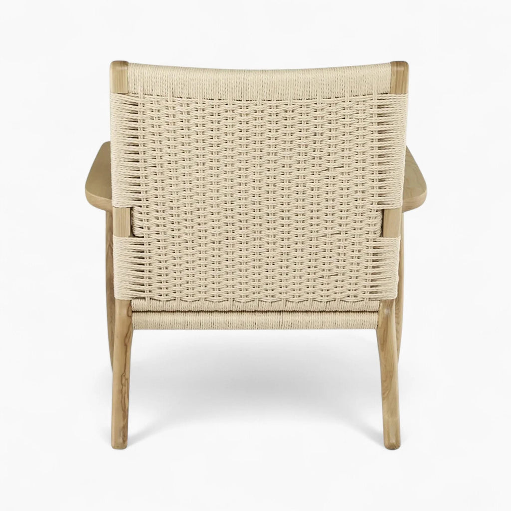 Scandinavian Woven Cord Lounge Chair – Solid Wood Frame