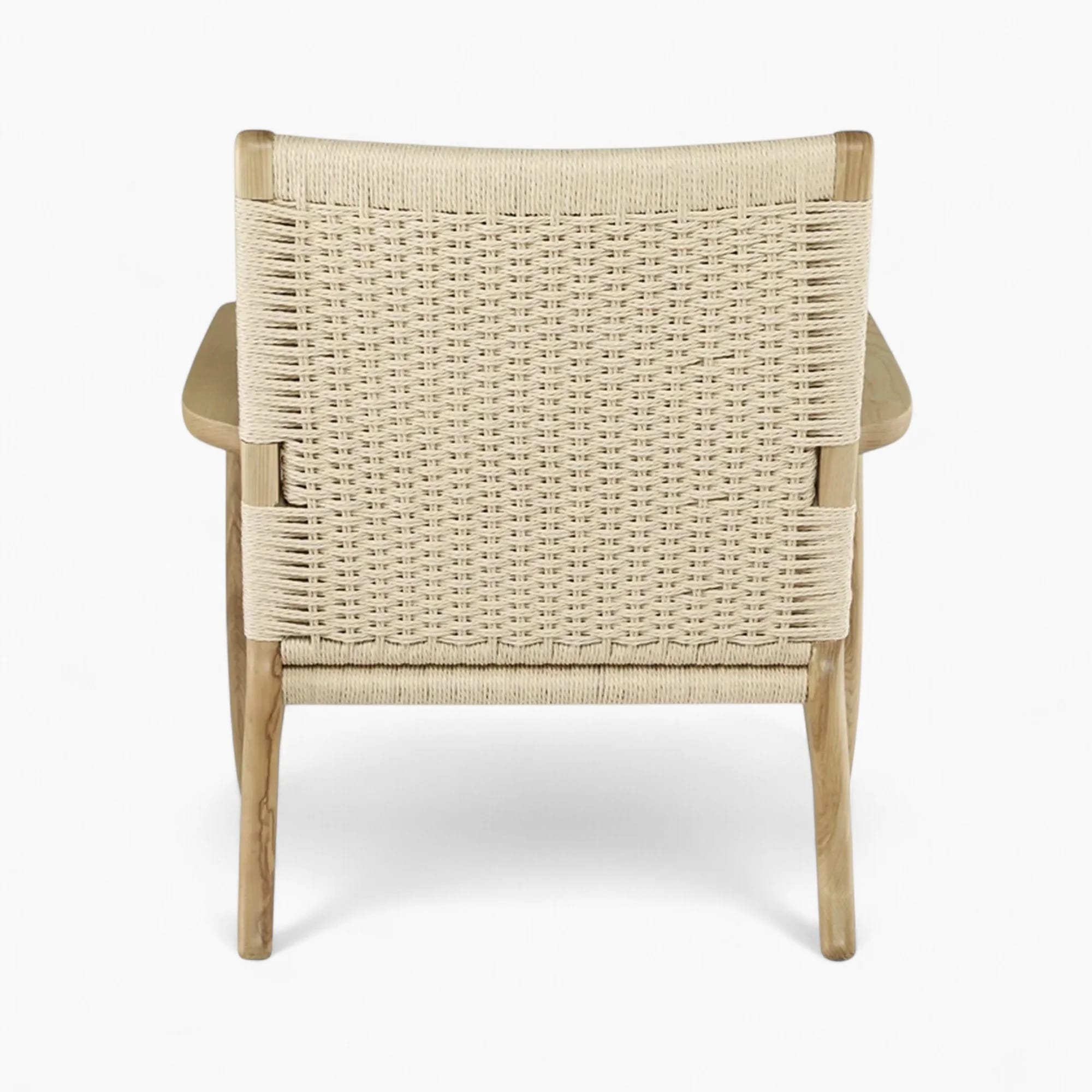 Scandinavian Woven Cord Lounge Chair – Solid Wood Frame