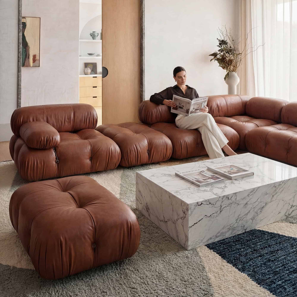 Bubble Modular Sofa Left Arm Section Leather – Curved Sectional Module