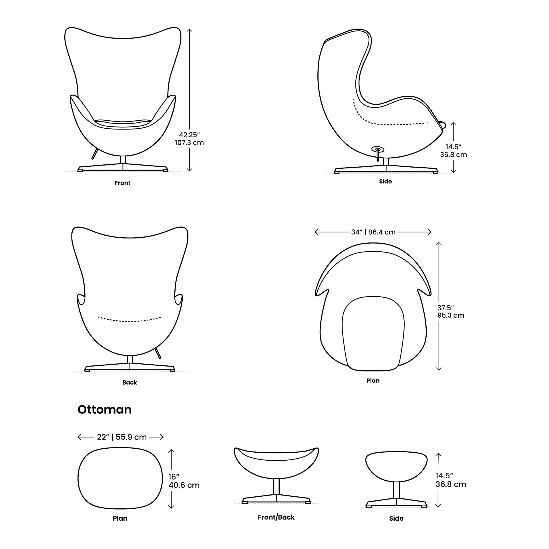 Scandinavian Leather Lounge Chair with stool – Nordic Modern Design