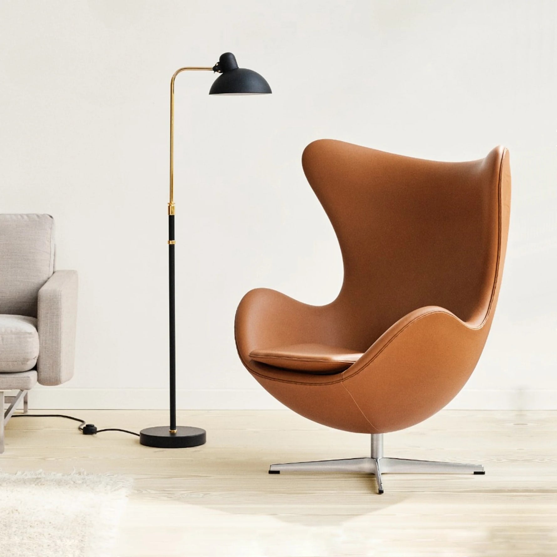 Scandinavian Leather Lounge Chair – Nordic Modern Design