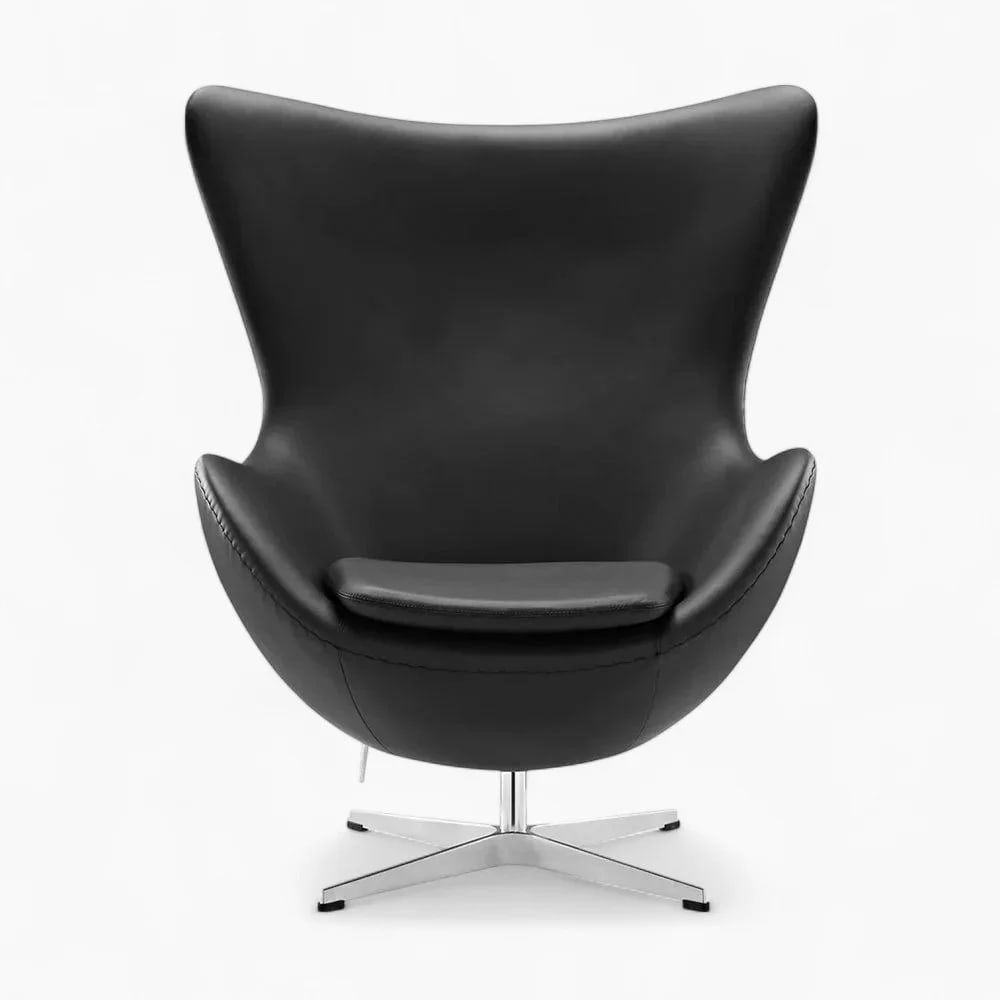 Scandinavian Leather Lounge Chair with stool – Nordic Modern Design