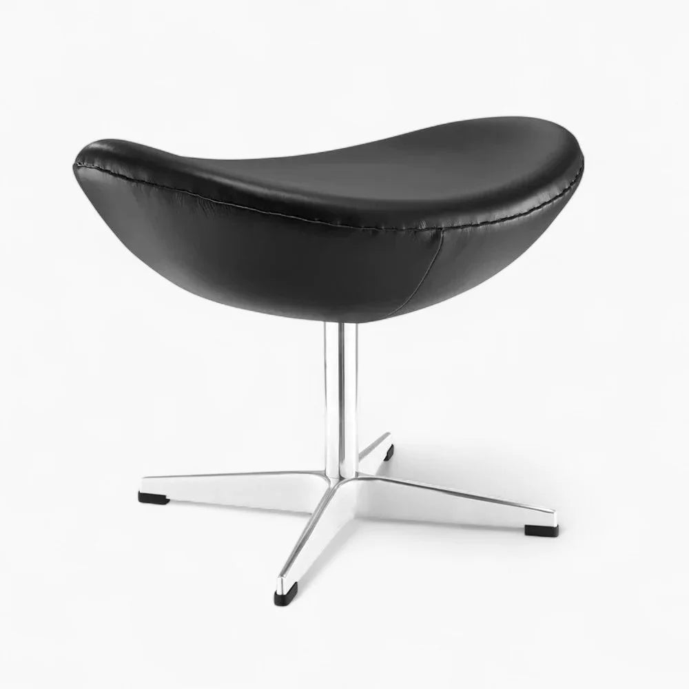 Scandinavian Leather Lounge Chair with stool – Nordic Modern Design