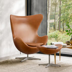 Scandinavian Leather Lounge Chair with stool – Nordic Modern Design