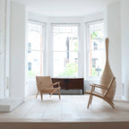 Scandinavian Woven Cord Lounge Chair – Solid Wood Frame