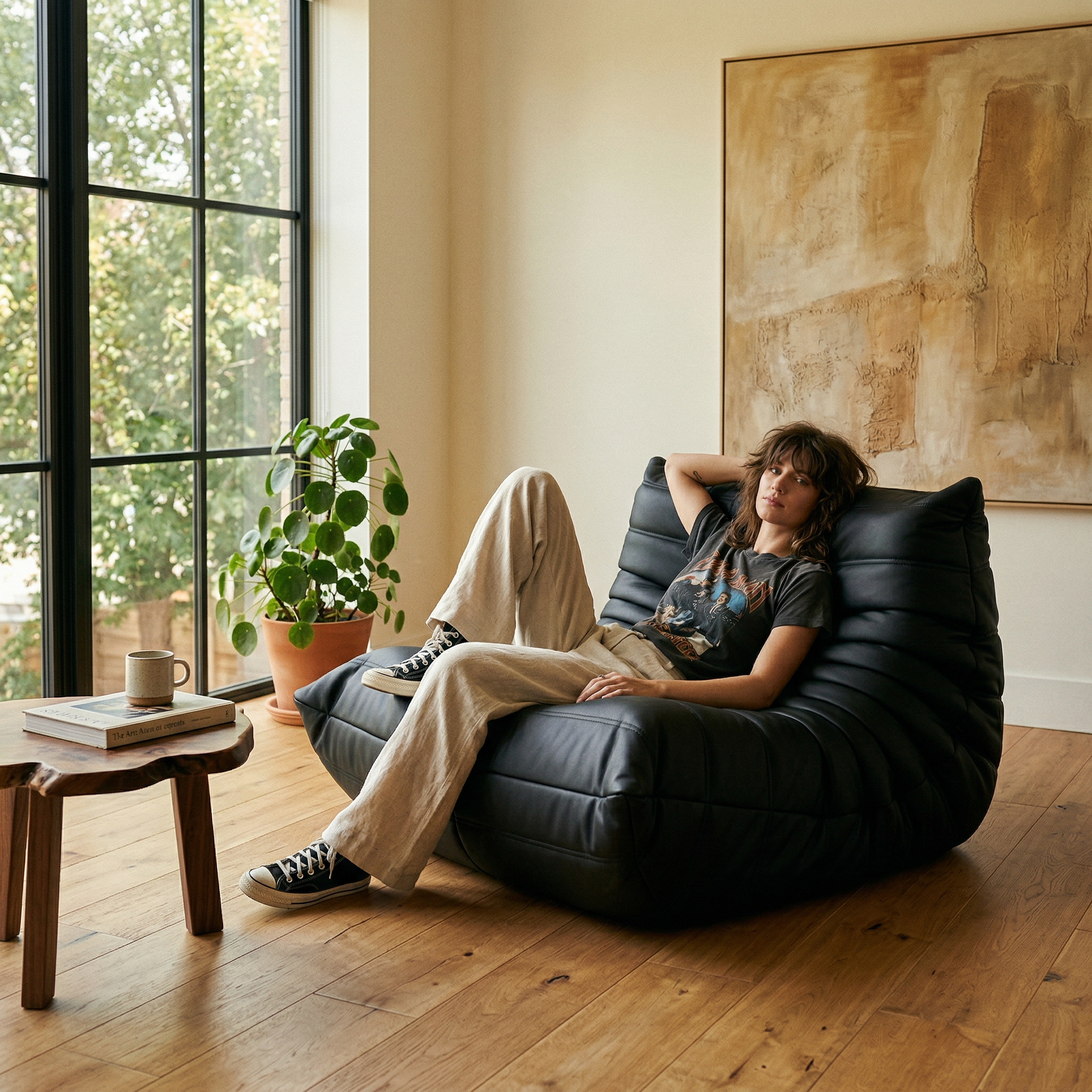 Modern Fireside Lounge Chair Leather