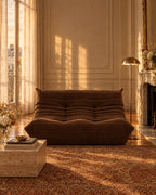 Fireside Loveseat Corduroy in a retro living room