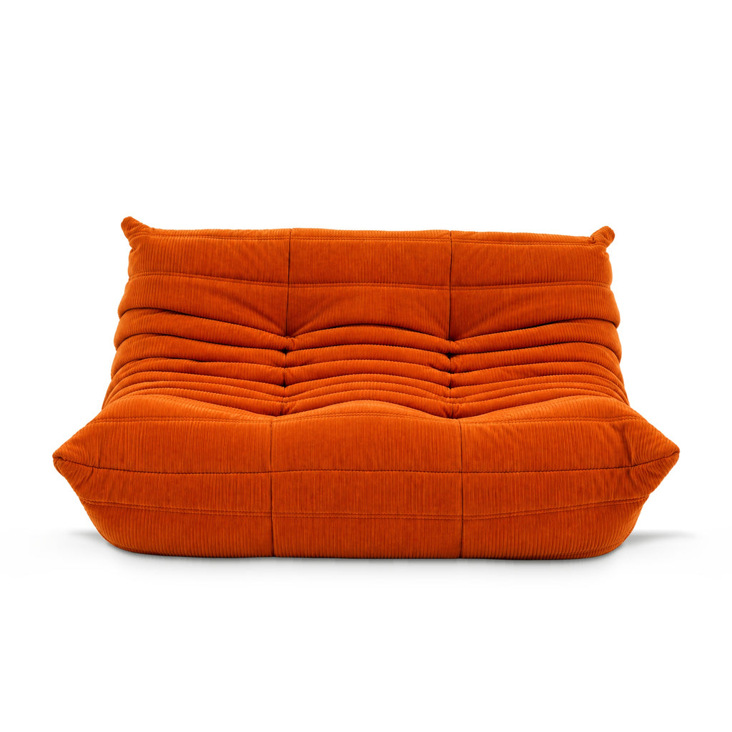 Fireside Loveseat Corduroy in orange corduroy