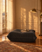 Fireside Ottoman Corduroy in a retro living room